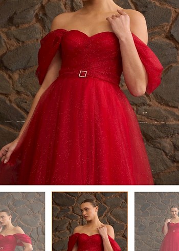 Kırmızı Uzun Abiye Elbise - Görsel 2