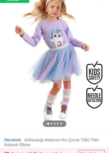 Denokids Kız Çocuk Mor Unicorn Tüllü Elbise