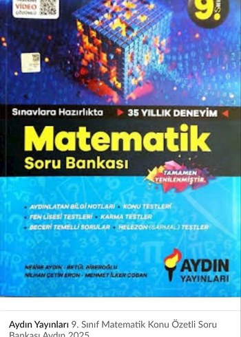 Aydın 9. Sınıf Matematik soru bankası - Görsel 4