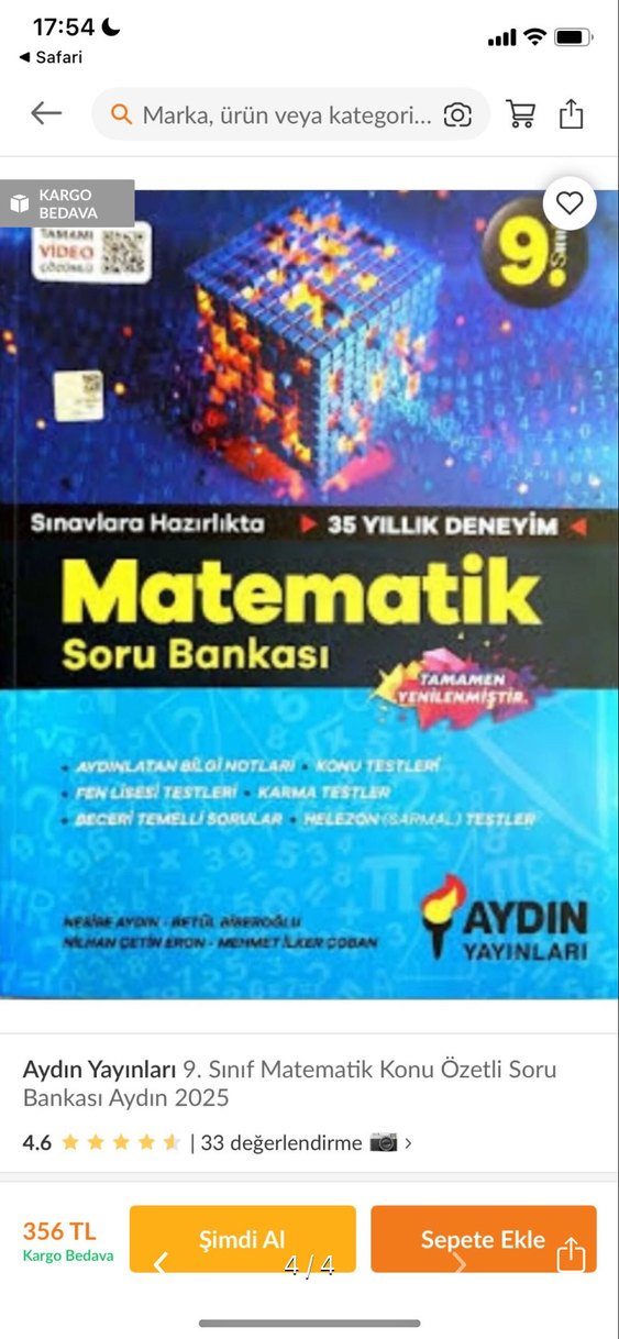 Aydın 9. Sınıf Matematik soru bankası - Görsel 4