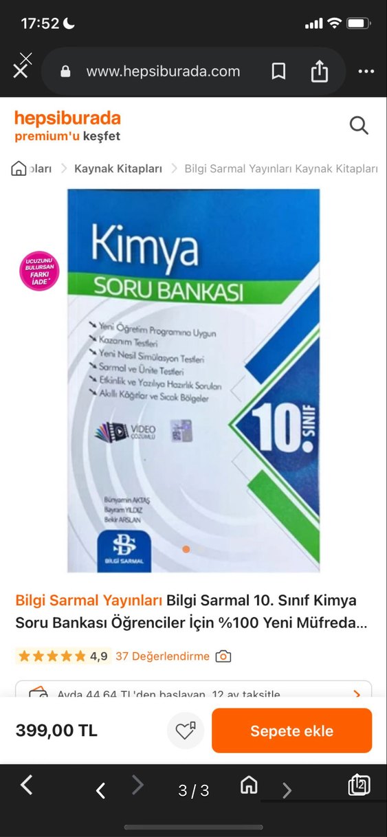 10. Sınıf Kimya Soru Bankası - Görsel 3