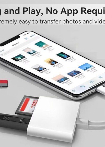 USB-C ve SD Kart Veri Aktarım Adaptörü Beyaz - Görsel 4