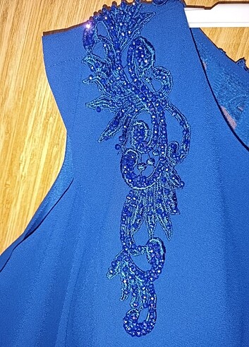 Saks mavisi abiye elbise  - Görsel 6