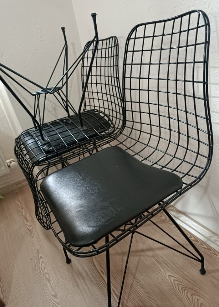 Siyah dekor tel sandalye - Görsel 2