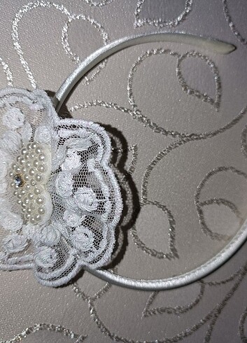 İncili  Krem Lohusa Terlik Taç 4 Lü Set - Görsel 5