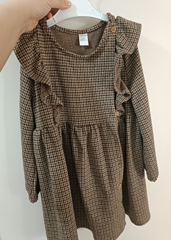 Kız çocuk ekoseli elbise - Görsel 4