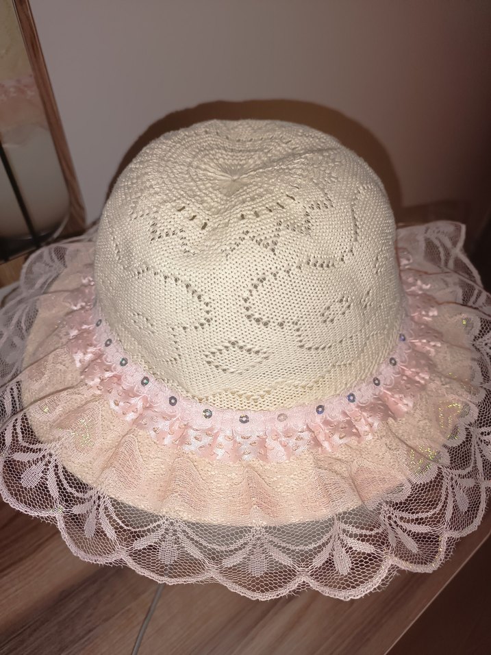 Dantel Detaylı Pembe Bohem Kız Çocuk Şapkası - Görsel 3