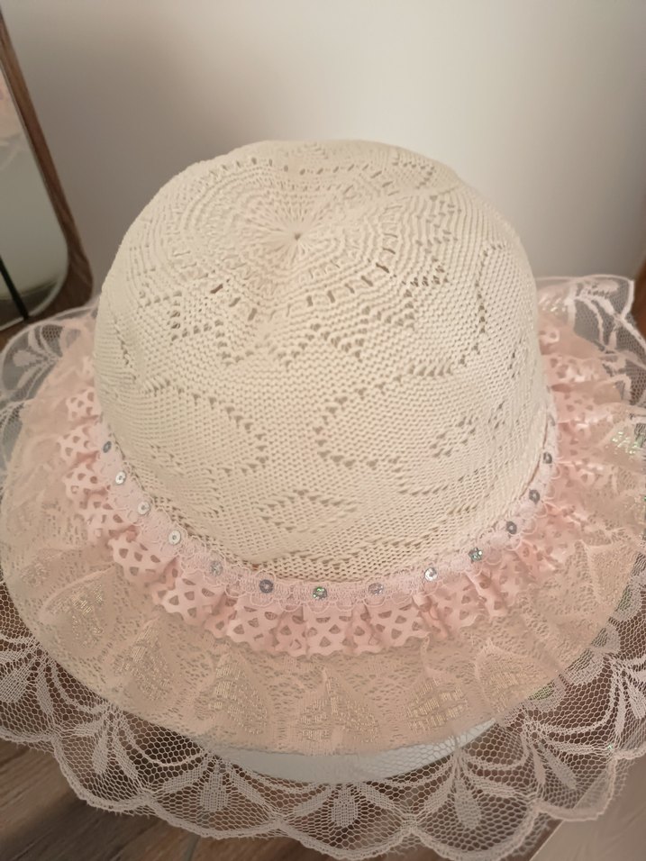 Dantel Detaylı Pembe Bohem Kız Çocuk Şapkası - Görsel 2