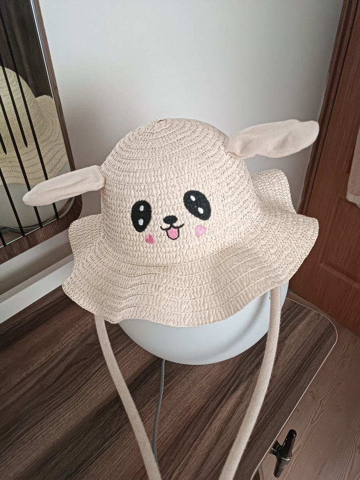 Nakışlı Bej Çocuk Şapkası - Görsel 2