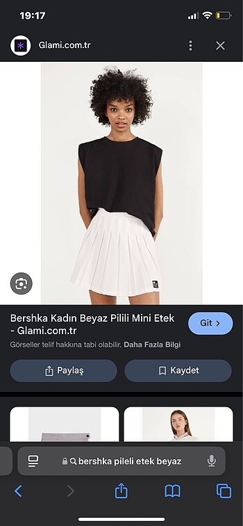 bershka pileli mini etek