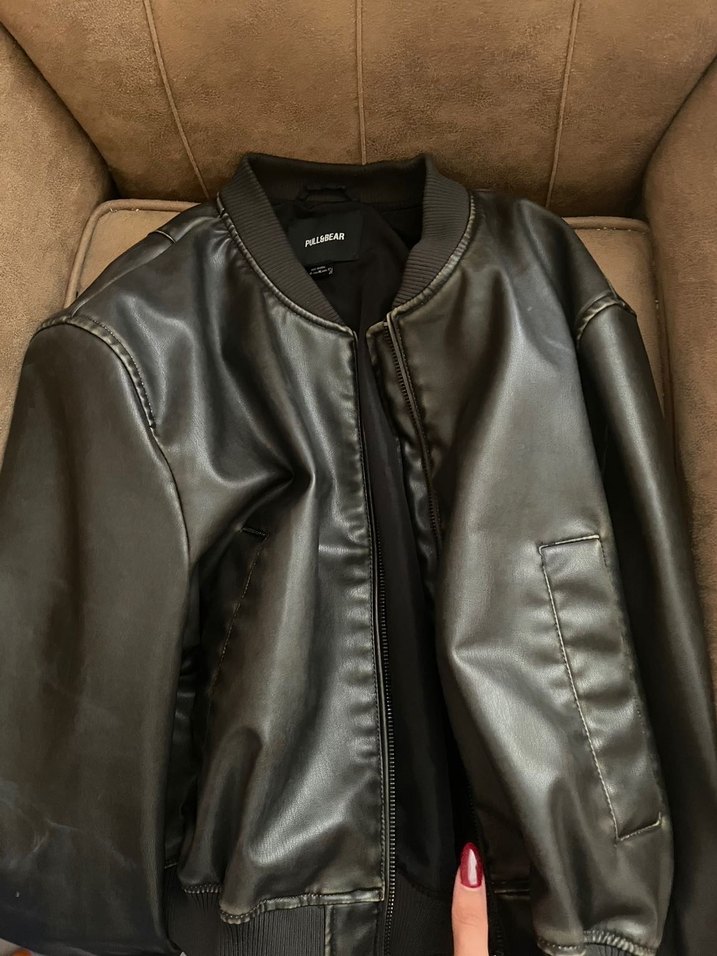 Kadın Kahverengi Deri Bomber Ceket - Görsel 3