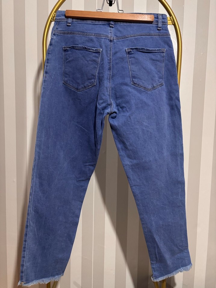 Mavi Midi Boy Kadın Denim Pantolon - Görsel 2