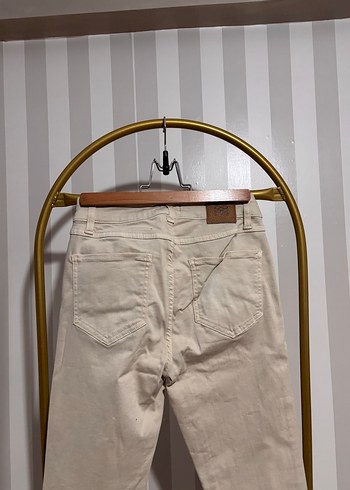 Bej Normal Kesim Kadın Denim Pantolon - Görsel 4