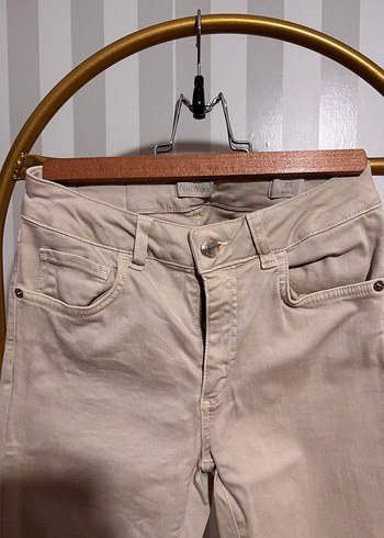 Bej Normal Kesim Kadın Denim Pantolon - Görsel 2