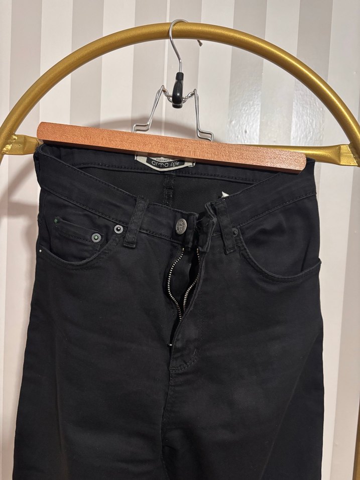 Siyah Dar Kesim Midi Kadın Kot Pantolon - Görsel 4