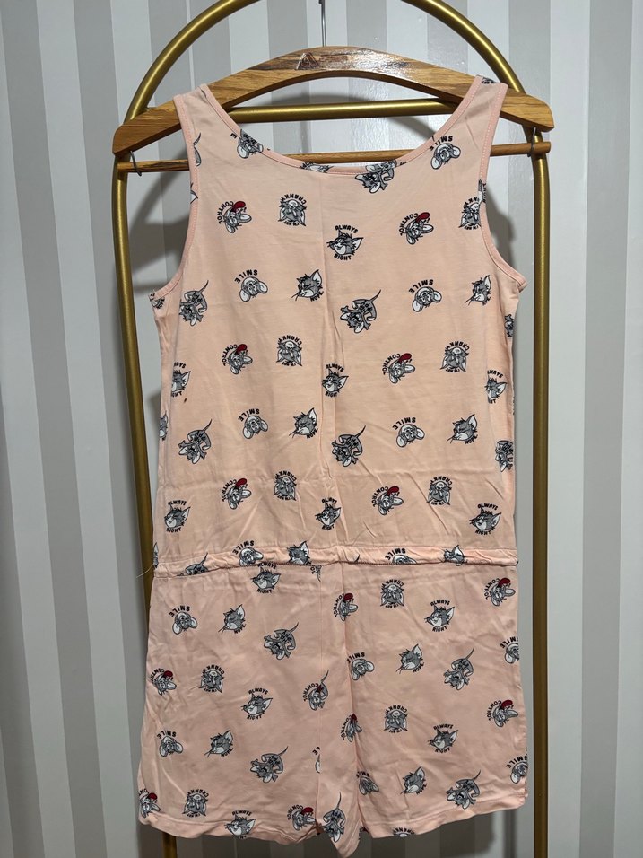 Düğmeli Pembe Bağcıklı Kadın Tulum - Görsel 2