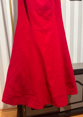 Kırmızı Straplez Uzun Abiye Elbise - Görsel 3