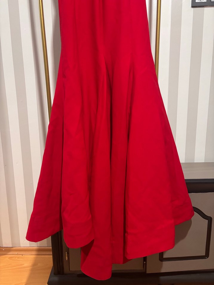 Kırmızı Straplez Uzun Abiye Elbise - Görsel 5