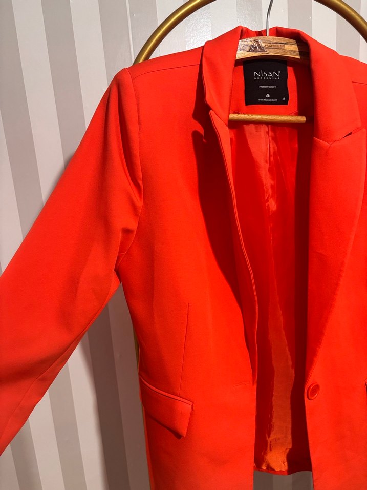 Kırmızı Mini Kadın Blazer Ceket - Görsel 2