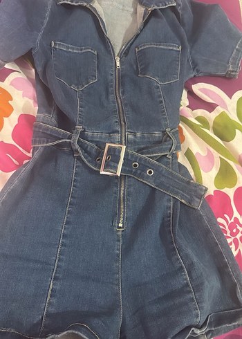 Mavi Denim Kemerli Kadın Tulum