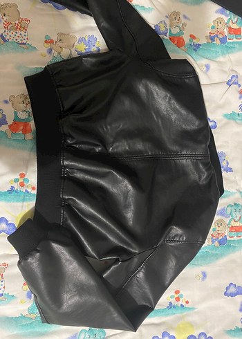 Siyah Deri Fermuarlı Kadın Ceket - Görsel 5