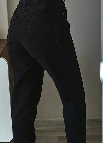 bershka siyah mom jean