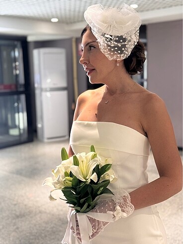 Diğer Beyaz saten nikah elbisesi