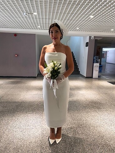 s Beden Beyaz saten nikah elbisesi