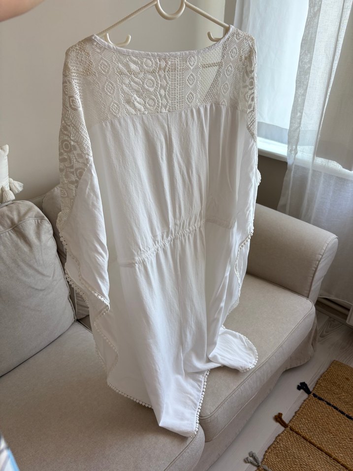 h&m beyaz plaj elbisesi - Görsel 2