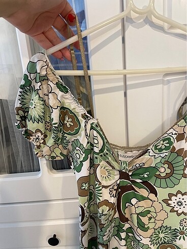 C&A C&A yeşil çiçek desenli vintage elbise