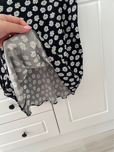 Primark siyah papatya desenli mini etek