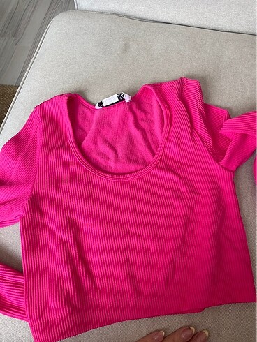 Stradivarius stradivarius fitilli pembe crop