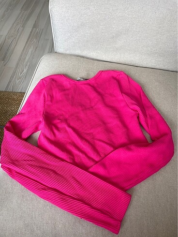 m Beden pembe Renk stradivarius fitilli pembe crop