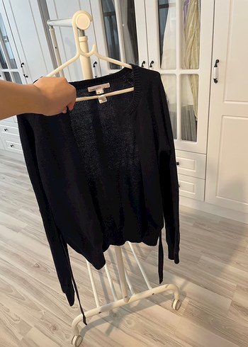 mango lacivert belden bağlamalı hırka