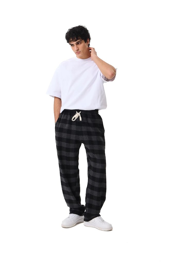 Street Wear Oversize Unisex Ekoseli Eşofman Altı - Görsel 2