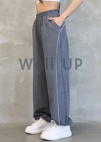 Gri Bol Kesim Paraşüt Kumaş Kadın Eşofman - Görsel 8