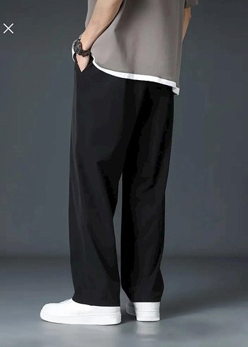 Gri Siyah Rahat Kesim Baggy Erkek Pantolon - Görsel 3