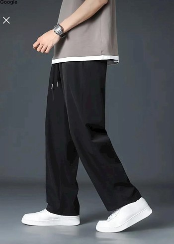 Gri Siyah Rahat Kesim Baggy Erkek Pantolon - Görsel 2