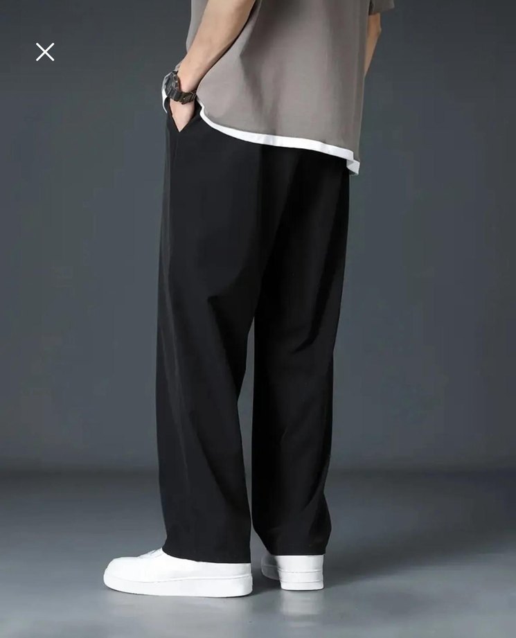 Gri Siyah Rahat Kesim Baggy Erkek Pantolon - Görsel 3