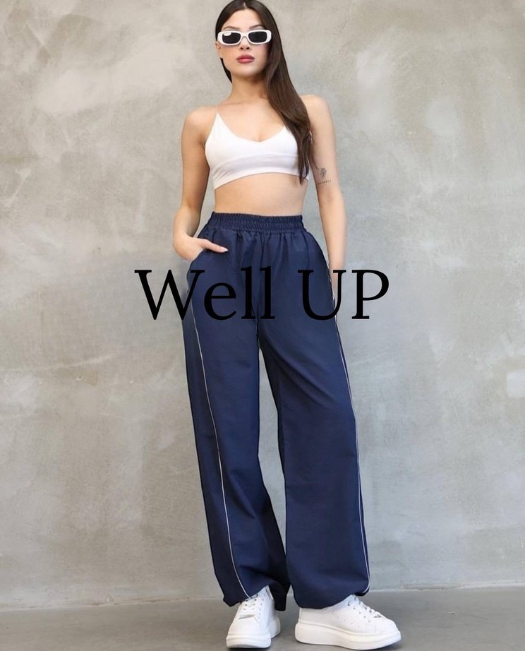 Kadın Lacivert Bol Kesim Paraşüt Eşofman - Görsel 2