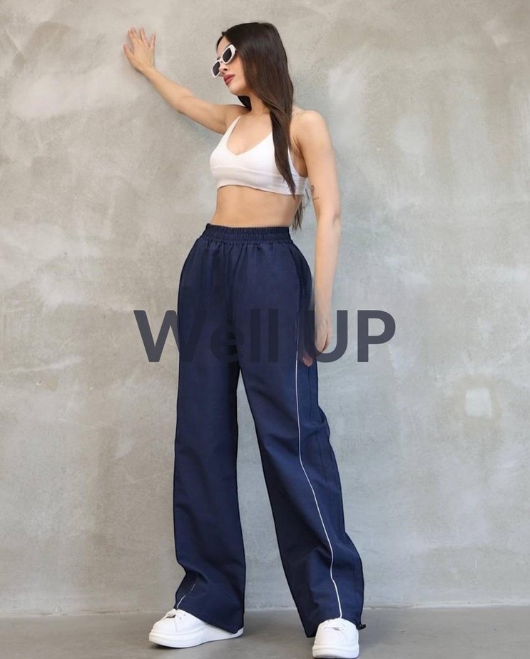 Kadın Lacivert Bol Kesim Paraşüt Eşofman - Görsel 4