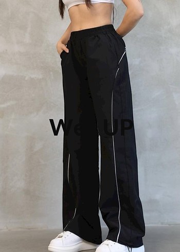 Siyah Paraşüt Kumaş Rahat Kesim Kadın Eşofman - Görsel 9