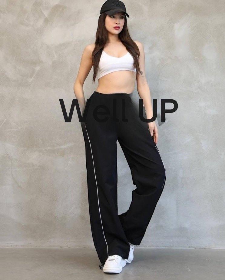 Siyah Paraşüt Kumaş Rahat Kesim Kadın Eşofman - Görsel 3