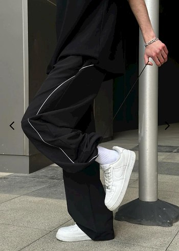 Siyah Bol Kesim Street Wear Erkek Pantolon - Görsel 5