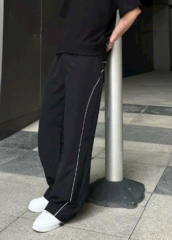 Siyah Bol Kesim Street Wear Erkek Pantolon - Görsel 3