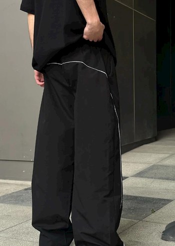 Siyah Bol Kesim Street Wear Erkek Pantolon - Görsel 6