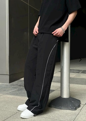 Siyah Bol Kesim Street Wear Erkek Pantolon - Görsel 2