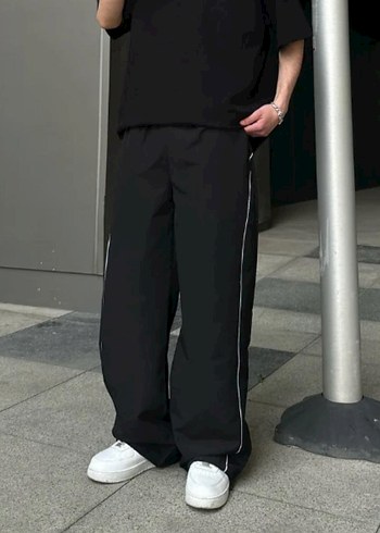 Siyah Bol Kesim Street Wear Erkek Pantolon - Görsel 4