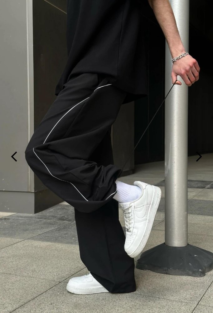 Siyah Bol Kesim Street Wear Erkek Pantolon - Görsel 5