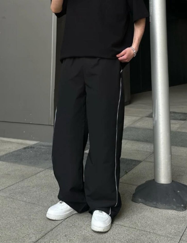 Siyah Bol Kesim Street Wear Erkek Pantolon - Görsel 4